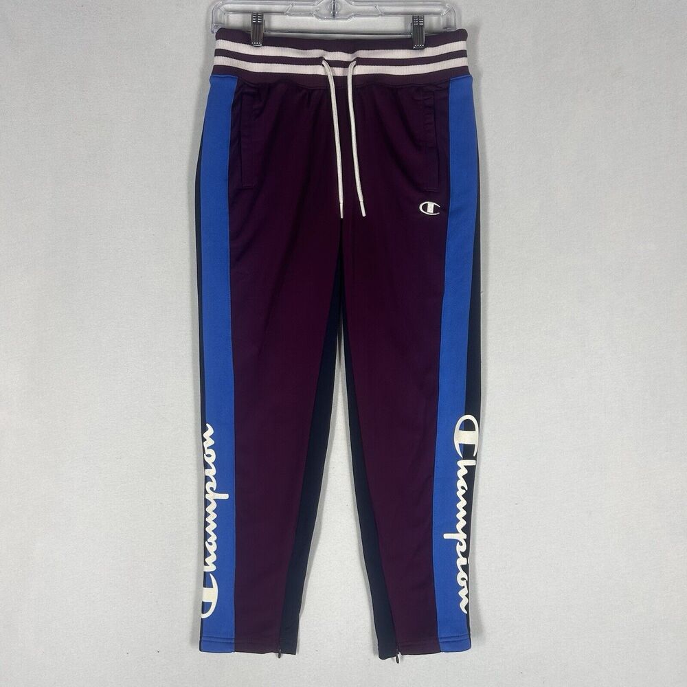 Champion Casual Lounge Sweatpants Womens Small Purple Ankle Zip Drawstring